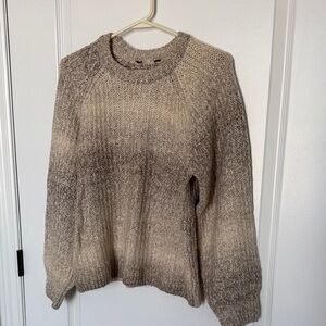Brown and Cream Crew Neck Sweater - Marks